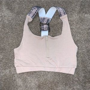 Gymshark SzSmall light tan sports bra adjustable branded strap